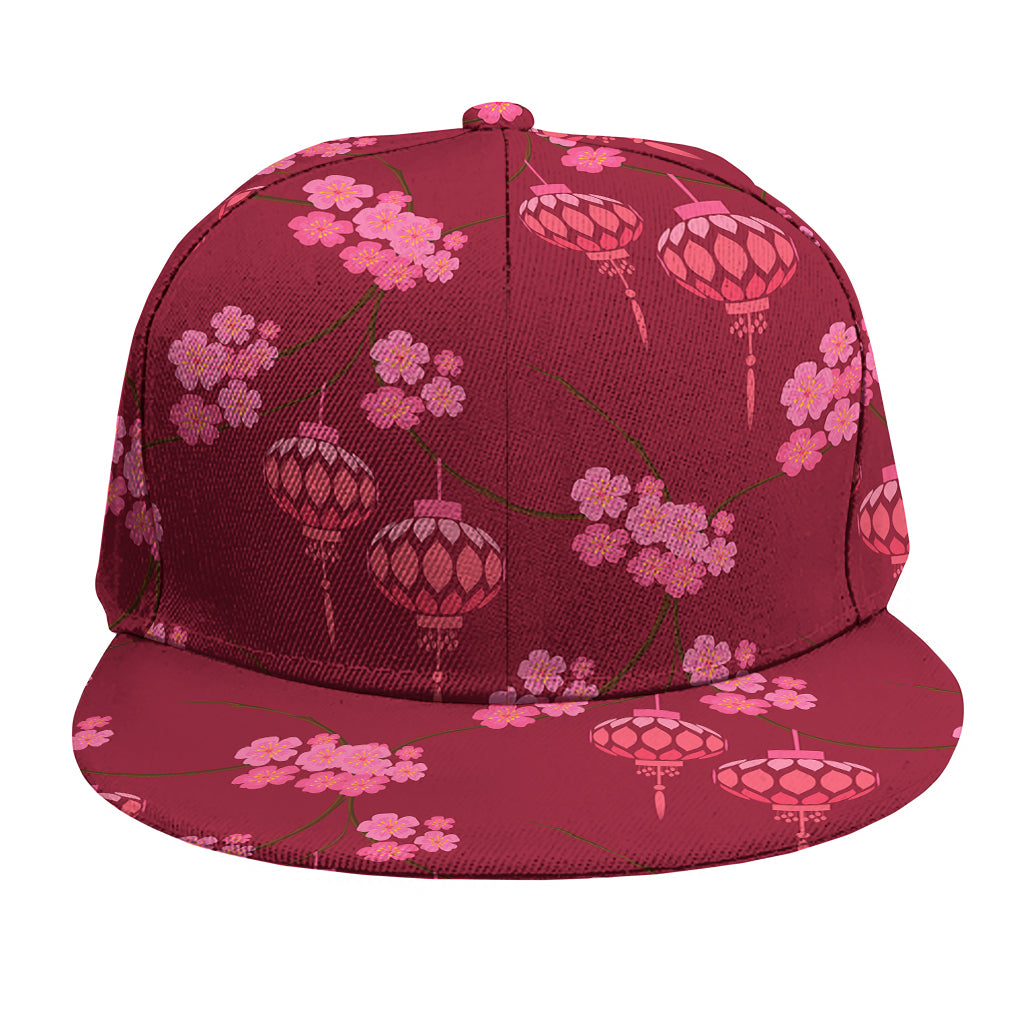 Pink Japanese Lantern Pattern Print Snapback Cap