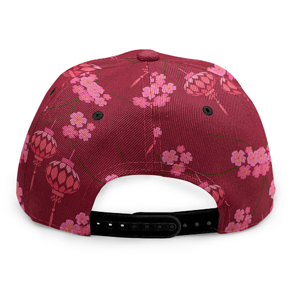 Pink Japanese Lantern Pattern Print Snapback Cap
