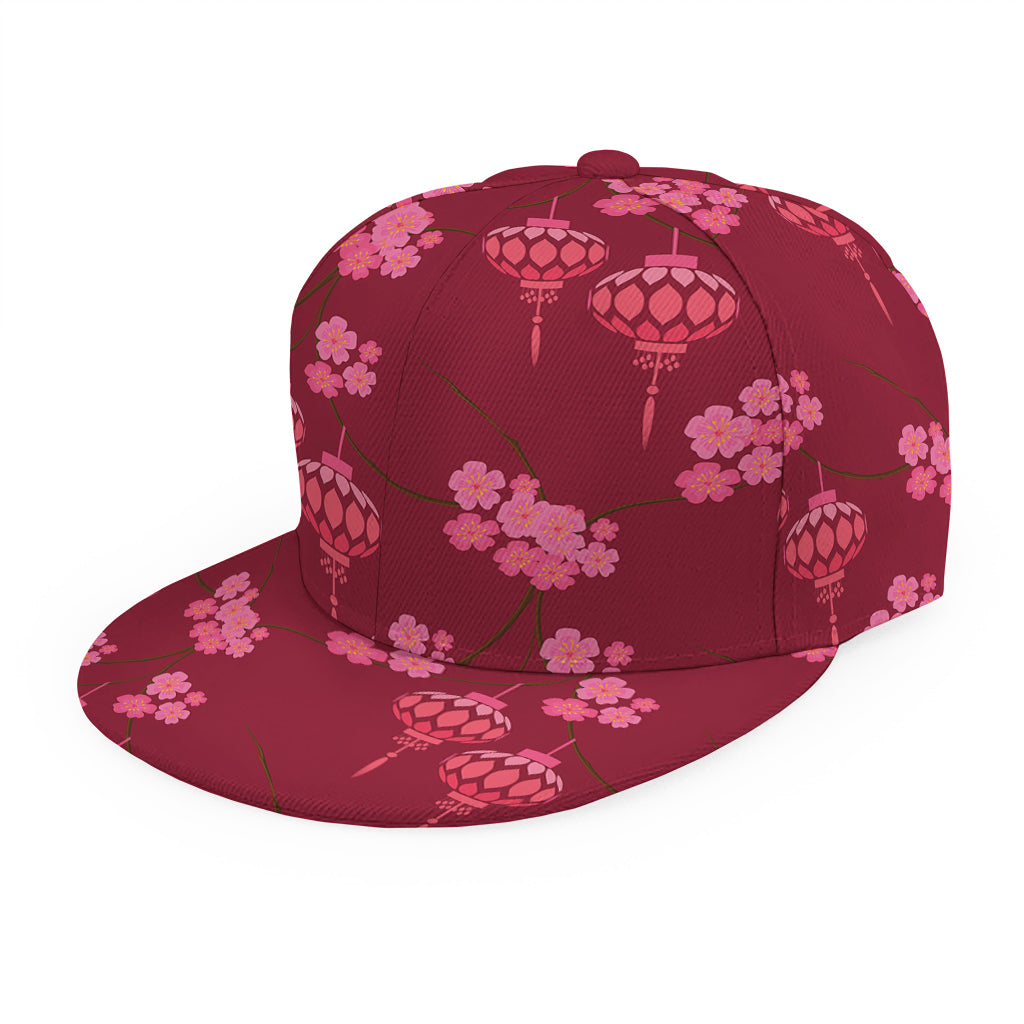 Pink Japanese Lantern Pattern Print Snapback Cap