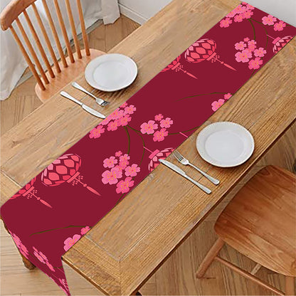 Pink Japanese Lantern Pattern Print Table Runner