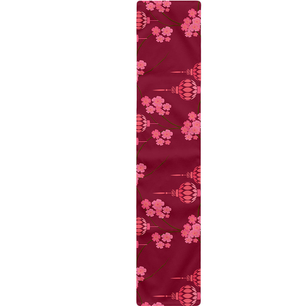 Pink Japanese Lantern Pattern Print Table Runner