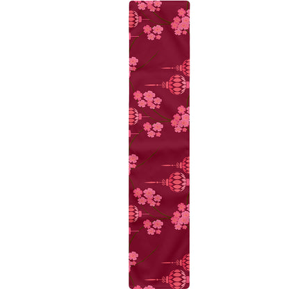 Pink Japanese Lantern Pattern Print Table Runner