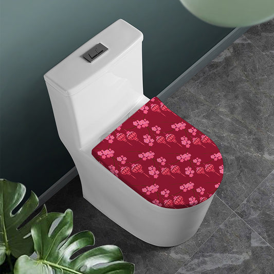 Pink Japanese Lantern Pattern Print Toilet Lid Cover