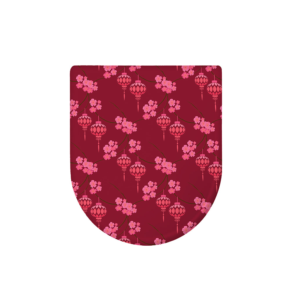 Pink Japanese Lantern Pattern Print Toilet Lid Cover