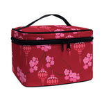 Pink Japanese Lantern Pattern Print Travel Makeup Bag