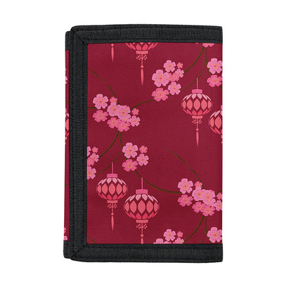 Pink Japanese Lantern Pattern Print Trifold Wallet