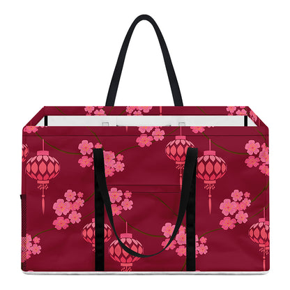 Pink Japanese Lantern Pattern Print Utility Tote Bag
