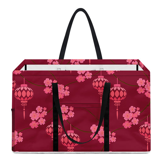 Pink Japanese Lantern Pattern Print Utility Tote Bag