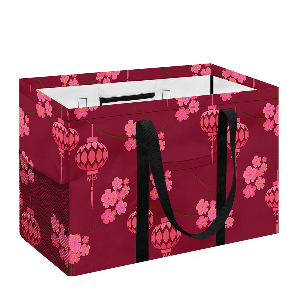 Pink Japanese Lantern Pattern Print Utility Tote Bag