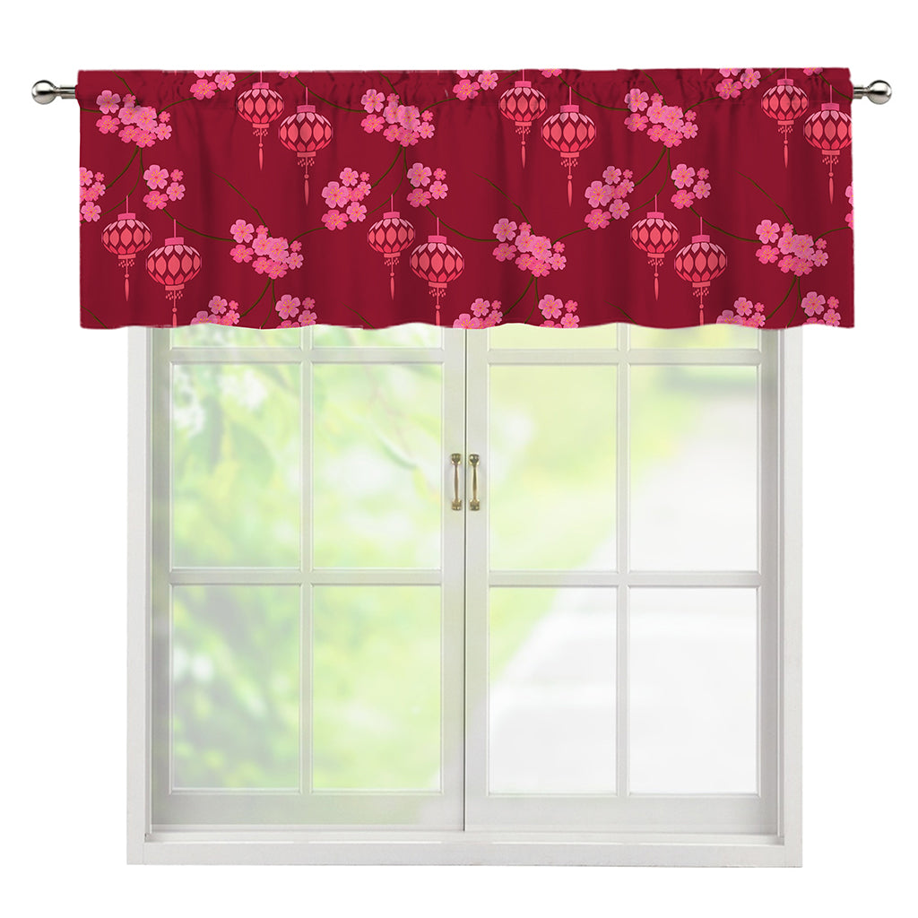 Pink Japanese Lantern Pattern Print Window Valance