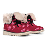 Pink Japanese Lantern Pattern Print Winter Boots