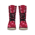 Pink Japanese Lantern Pattern Print Winter Boots
