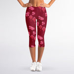 Pink Japanese Lantern Pattern Print Women's Capri Leggings