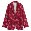 Pink Japanese Lantern Pattern Print Women's Cotton Blazer