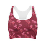 Pink Japanese Lantern Pattern Print Women's Sports Bra