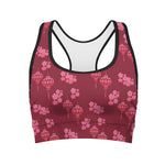 Pink Japanese Lantern Pattern Print Women's Sports Bra