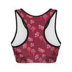 Pink Japanese Lantern Pattern Print Women's Sports Bra