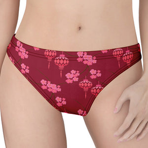 Pink Japanese Lantern Pattern Print Women's Thong