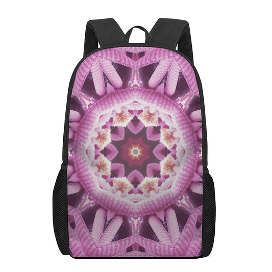 Pink Kaleidoscope Print 17 Inch Backpack