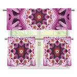 Pink Kaleidoscope Print 3 Piece Kitchen Curtains