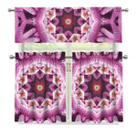 Pink Kaleidoscope Print 3 Piece Kitchen Curtains