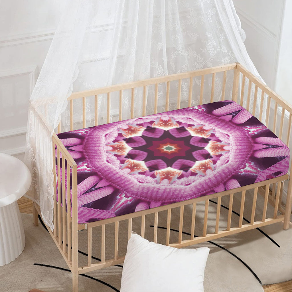 Pink Kaleidoscope Print Baby Crib Sheet
