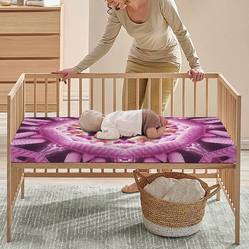 Pink Kaleidoscope Print Baby Crib Sheet