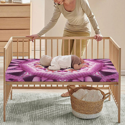 Pink Kaleidoscope Print Baby Crib Sheet