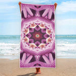 Pink Kaleidoscope Print Beach Towel