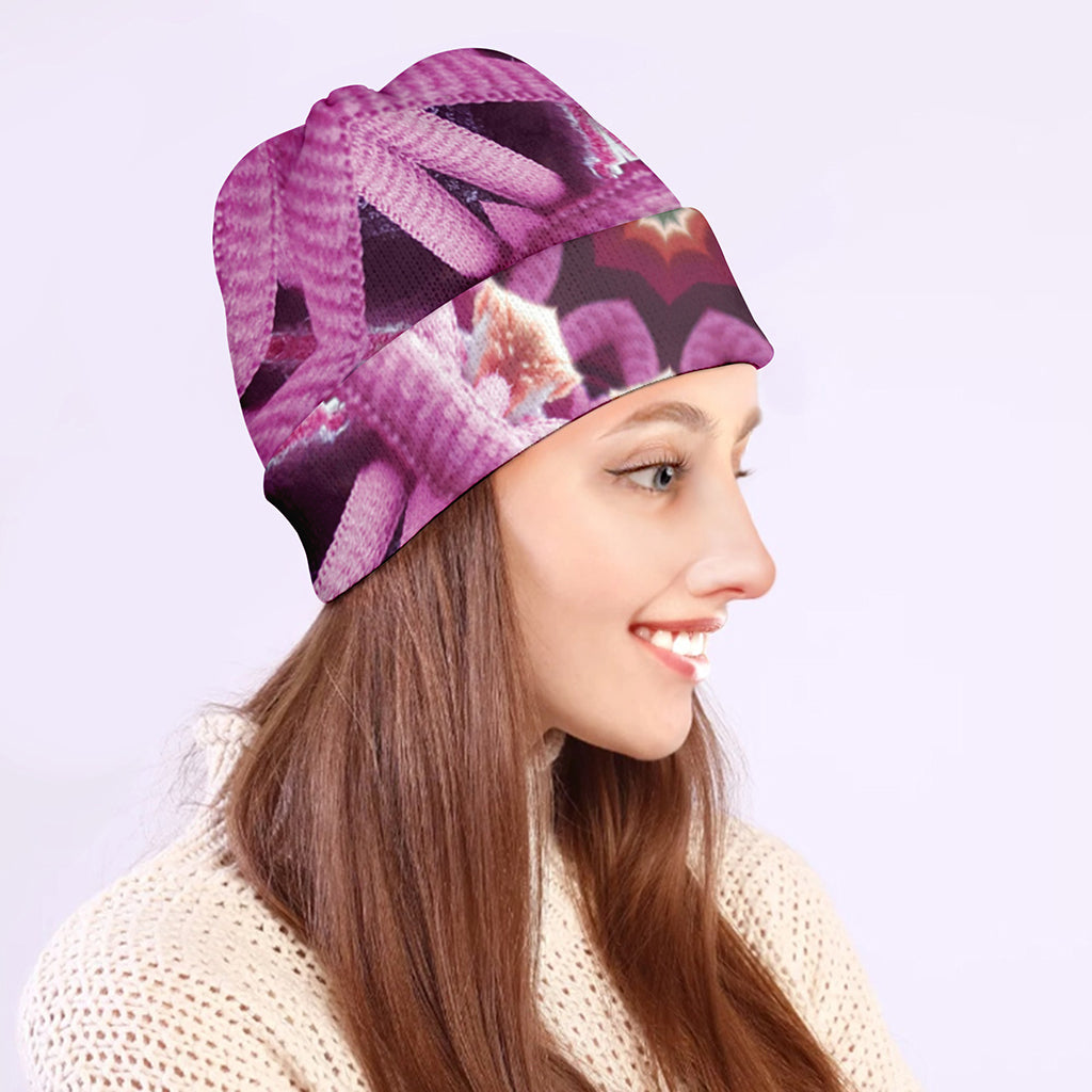 Pink Kaleidoscope Print Beanie