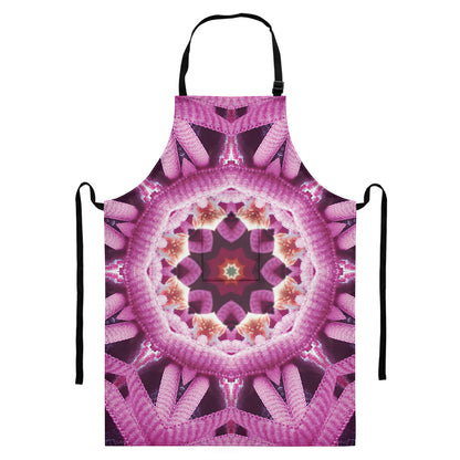 Pink Kaleidoscope Print Bib Apron With Pocket