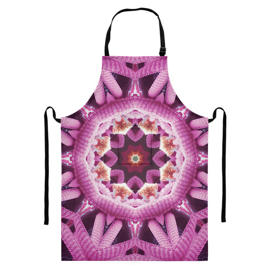 Pink Kaleidoscope Print Bib Apron With Pocket