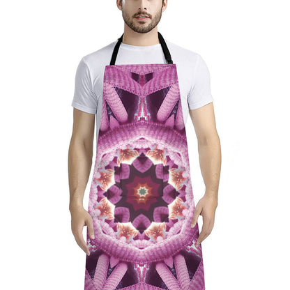 Pink Kaleidoscope Print Bib Apron With Pocket