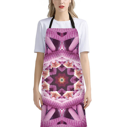 Pink Kaleidoscope Print Bib Apron With Pocket