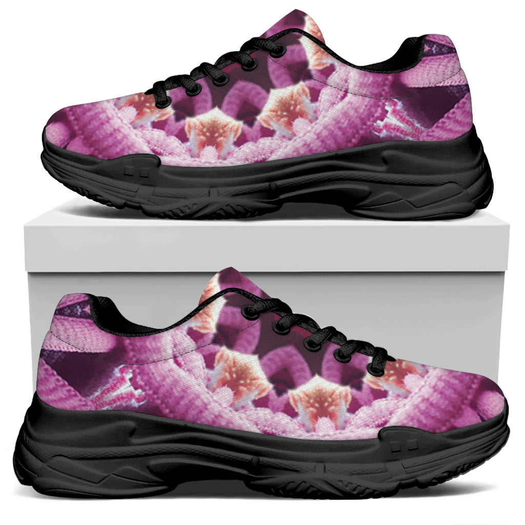 Pink Kaleidoscope Print Black Chunky Shoes