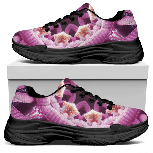 Pink Kaleidoscope Print Black Chunky Shoes