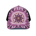 Pink Kaleidoscope Print Black Mesh Trucker Hat