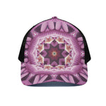 Pink Kaleidoscope Print Black Mesh Trucker Cap