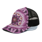 Pink Kaleidoscope Print Black Mesh Trucker Cap