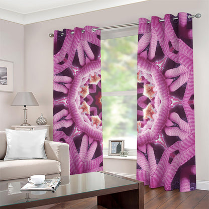 Pink Kaleidoscope Print Blackout Grommet Curtains