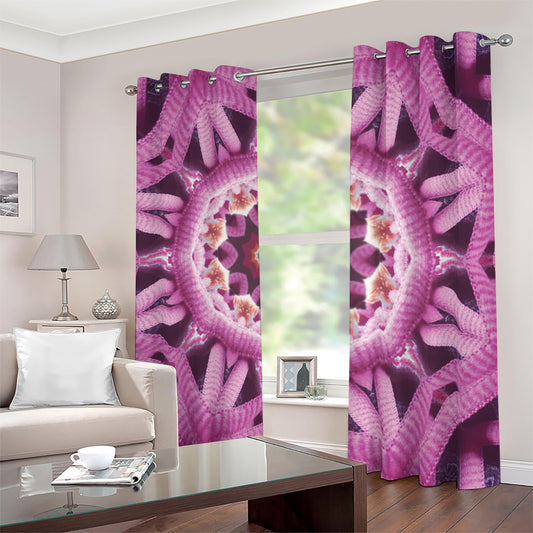 Pink Kaleidoscope Print Blackout Grommet Curtains