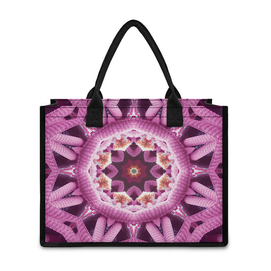 Pink Kaleidoscope Print Canvas Tote Bag