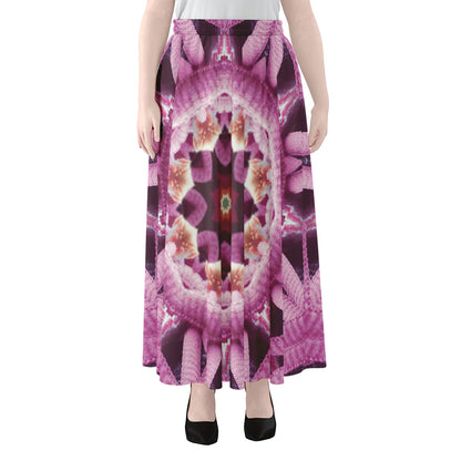 Pink Kaleidoscope Print Chiffon Maxi Skirt