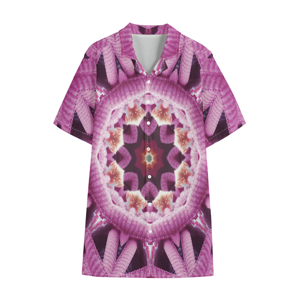 Pink Kaleidoscope Print Cotton Hawaiian Shirt