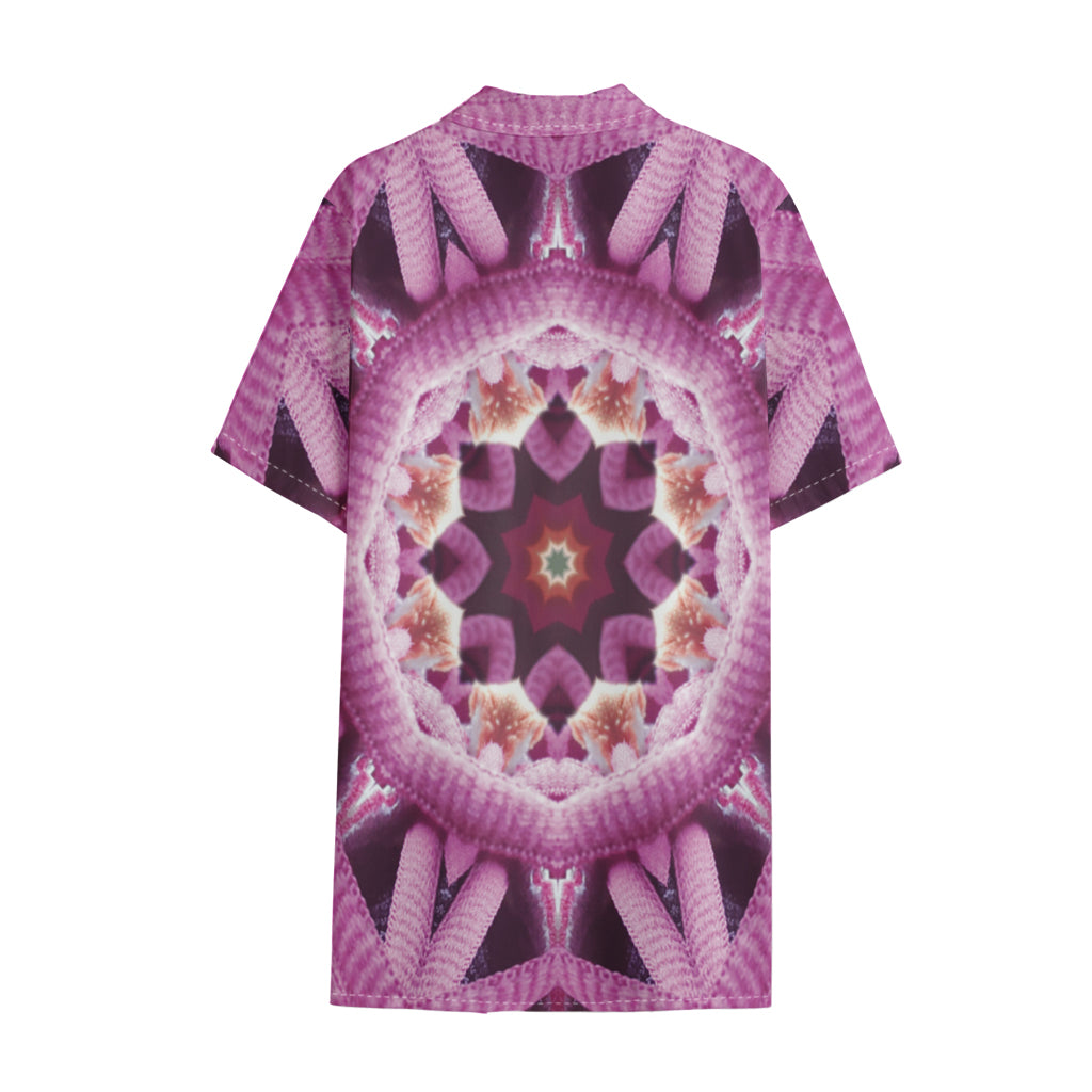 Pink Kaleidoscope Print Cotton Hawaiian Shirt