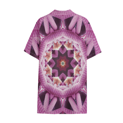 Pink Kaleidoscope Print Cotton Hawaiian Shirt