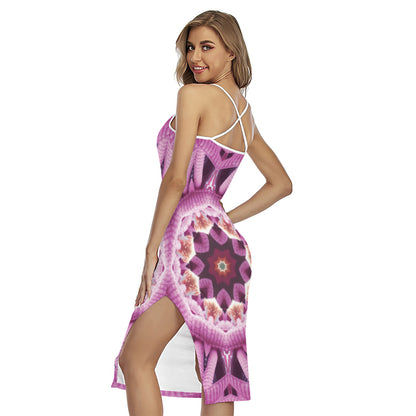 Pink Kaleidoscope Print Cross Back Cami Dress