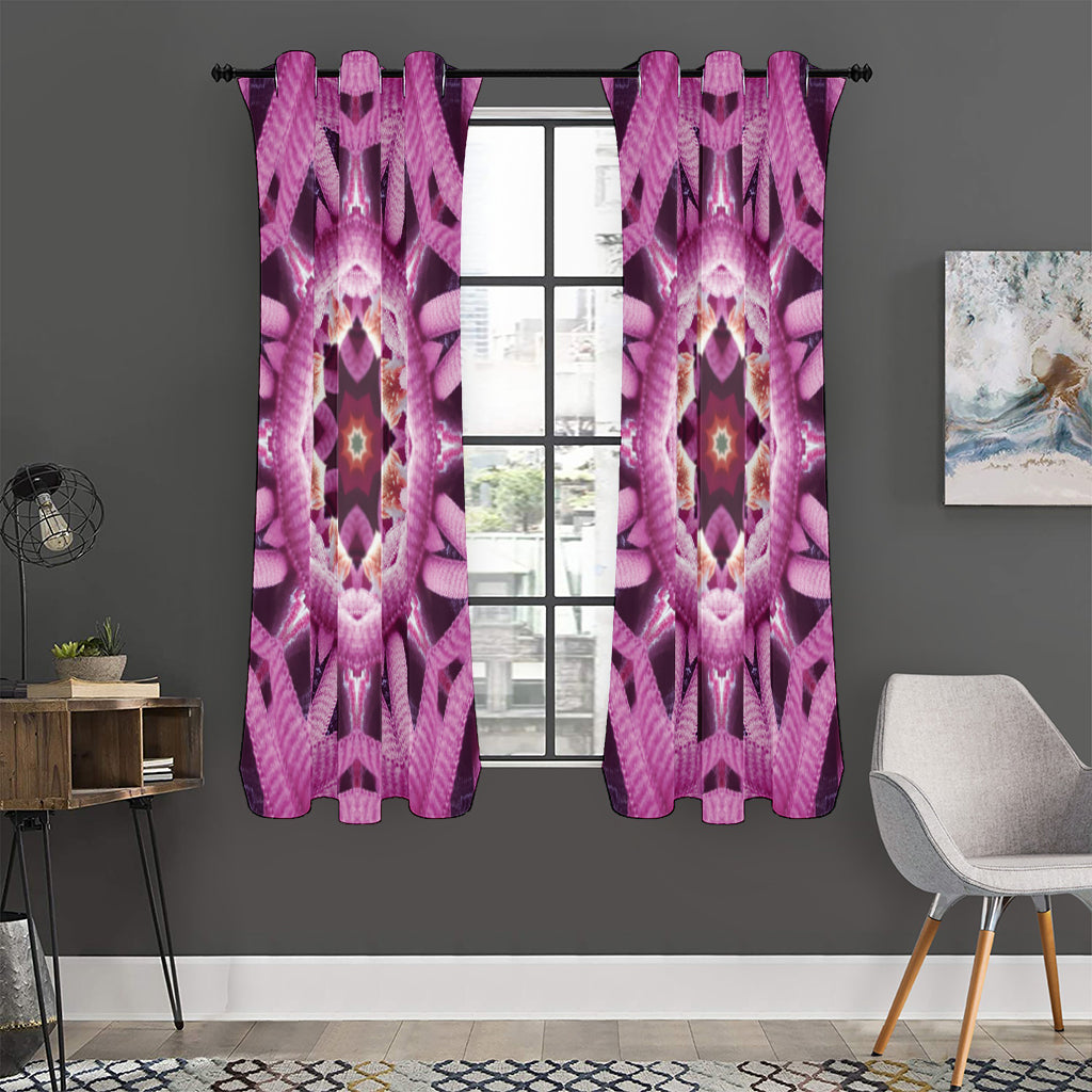 Pink Kaleidoscope Print Curtain