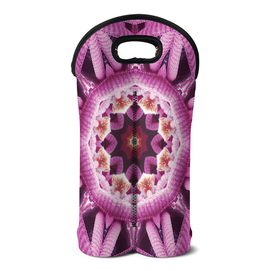 Pink Kaleidoscope Print Double Neoprene Wine Tote