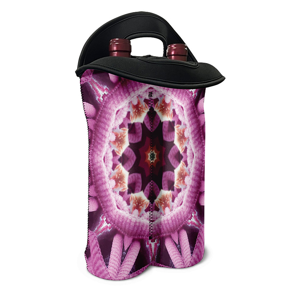 Pink Kaleidoscope Print Double Neoprene Wine Tote